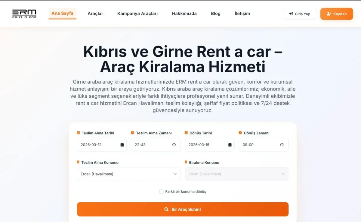 ERM Rent A Car ile Kıbrıs’ta Güvenilir Araç Kiralama